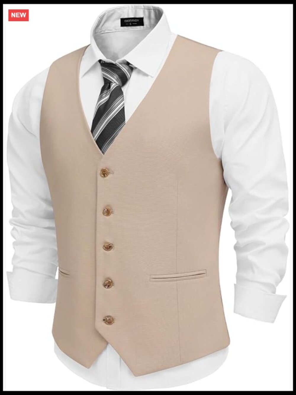 Linen Slim Fit Dress Vest V-Neck Button Front for Wedding Business